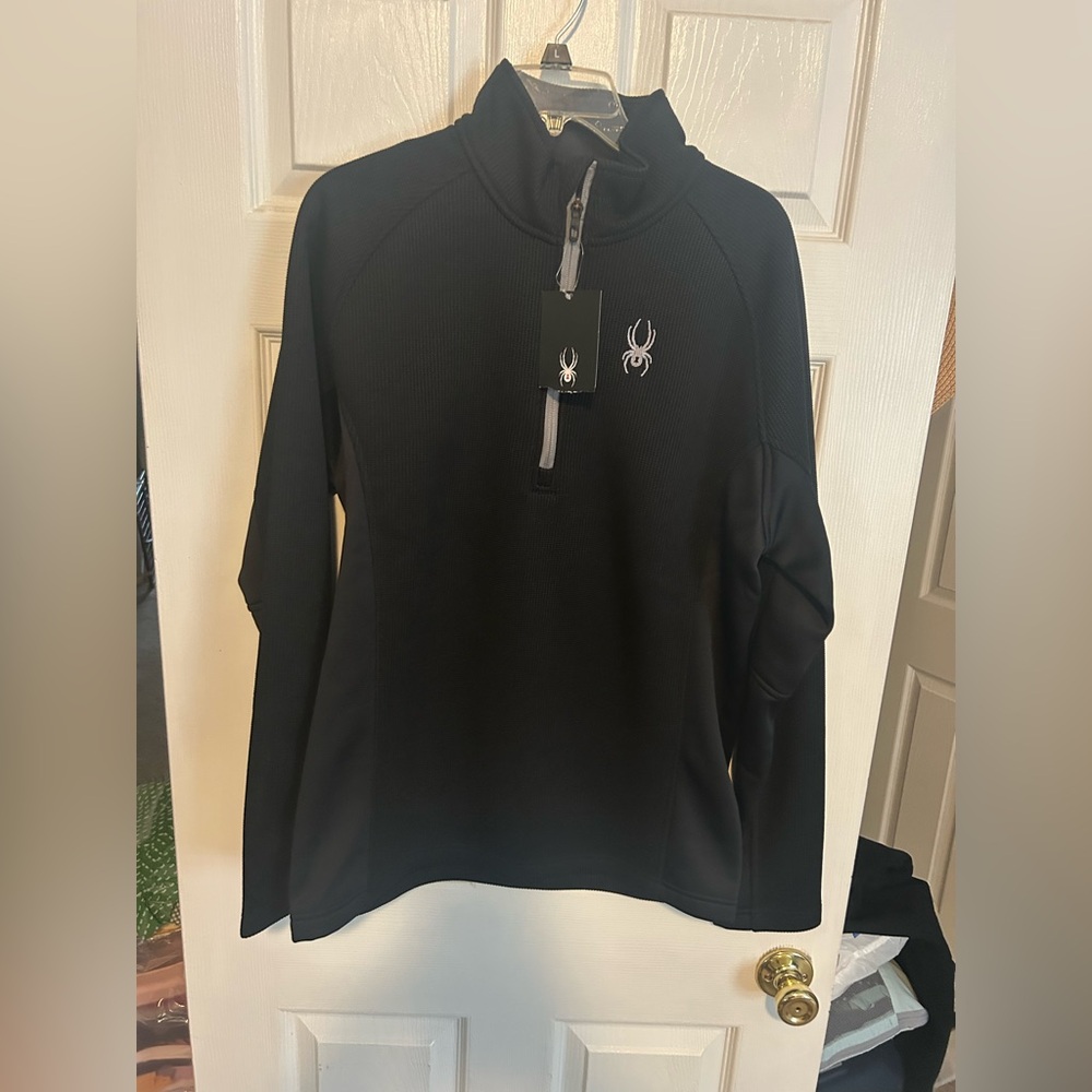 Spyder Black 1/4 zip Pullover with Logo